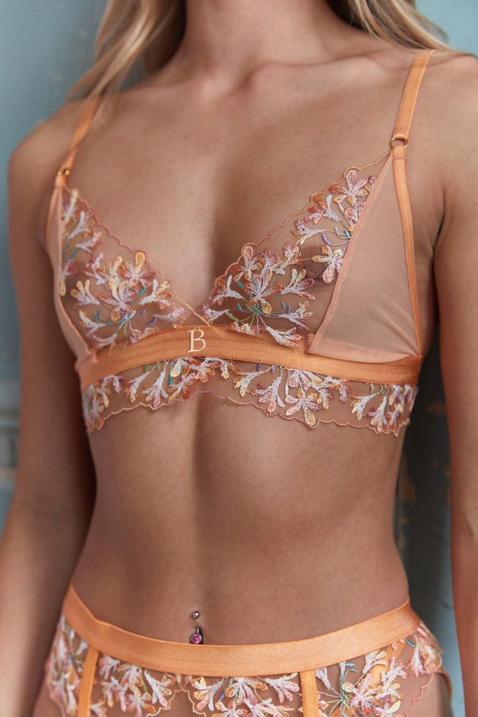 Women’s Lingerie Arianna Peach Embroidered Triangle Bra Triangle Bra Boa Boa   
